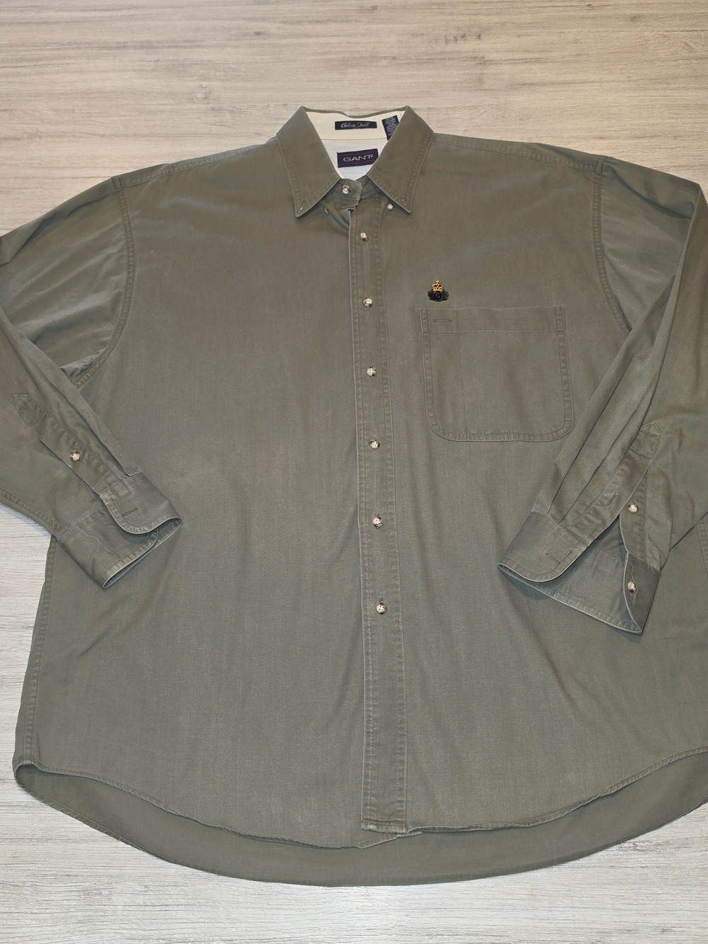 Vintage Gant Long Sleeve Button Up Shirt Men's Olive Green Size Large B5